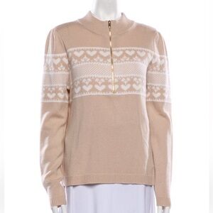 Generation Love Fair Isle Half ZipSweater Size L Tan